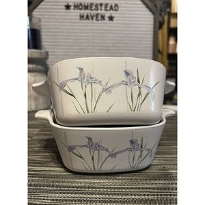 Set of 2 Vintage Corning Ware Shadow Iris P-43-B Petite Casseroles